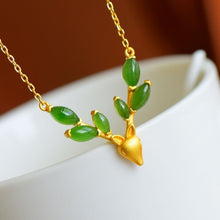 Load image into Gallery viewer, Lokaloca Natural Fine Jade Elk Pendant Necklace
