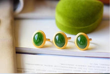 Load image into Gallery viewer, Lokaloca Natural Fine Jade Oval Opening Adjustable Ring
