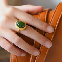 Load image into Gallery viewer, Lokaloca Natural Fine Jade Oval Opening Adjustable Ring
