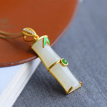 Load image into Gallery viewer, Silver Inlaid Natural Fine White Jade Bamboo Pendant Necklace Vintage Elegant Charm Women&#39;s Brand Jewelry
