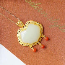 Load image into Gallery viewer, Silver Inlaid Natural Fine White Jade Pendant Necklace Vintage Unique Ancient Golden Craft Tassel Charm Women&#39;s Jewelry
