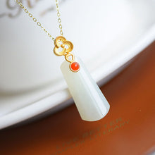 Load image into Gallery viewer, Silver Inlaid Natural Fine White Jade Pendant Necklace Vintage Style Retro Bohemian Elegant Women&#39;s Jewelry
