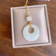 Load image into Gallery viewer, Silver Inlaid Natural Fine White Jade Round Brand Pendant Necklace Vintage Style Retro Charming Women&#39;s Jewelry
