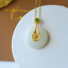 Load image into Gallery viewer, Silver Inlaid Natural Fine White Jade Pendant Vintage Retro Bohemian Style Women&#39;s Jewelry
