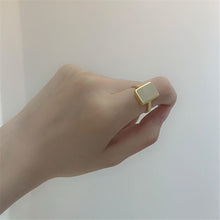 Load image into Gallery viewer, Silver Inlaid Natural Fine White Jade Square Geometric Opening Adjustable Ring Vintage Style Retro Luxury Women&#39;s Jewelry
