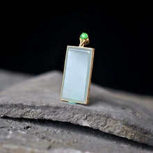 Load image into Gallery viewer, Silver Inlaid Natural Jade Square Pendant Necklace
