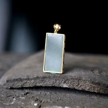 Load image into Gallery viewer, Silver Inlaid Natural Jade Square Pendant Necklace
