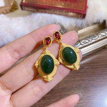 Load image into Gallery viewer, Lokaloca Silver Inlaid Natural Jade Jasper Earrings
