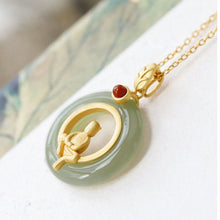 Load image into Gallery viewer, Lokaloca Silver Inlaid Natural Jade Buddha Pendant Necklace
