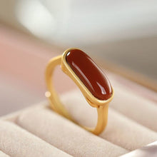 Load image into Gallery viewer, Silver Inlaid Natural Jade Southern Red Agate Adjustable Ring Vintage Style Retro Unique Craft Women&#39;s Brand Jewelry
