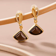 Load image into Gallery viewer, Silver Inlaid Natural Smoky Quartz Crystal Earrings Vintage Style Retro  Charm Women&#39;s Jewelry
