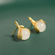 Load image into Gallery viewer, Lokaloca Silver Natural Jade Plant Earrings
