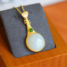 Load image into Gallery viewer, Silver Natural Fine White Jade Pendant Necklace Vintage Style Retro Unique Craft Charm Women&#39;s Brand Jewelry
