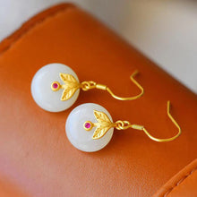 Load image into Gallery viewer, Silver Natural Fine White Jade Earrings Vintage Retro Luxury Creative Women&#39;s Brand Jewelry
