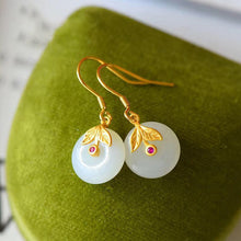 Load image into Gallery viewer, Silver Natural Fine White Jade Earrings Vintage Retro Luxury Creative Women&#39;s Brand Jewelry
