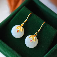 Load image into Gallery viewer, Silver Natural Fine White Jade Earrings Vintage Retro Luxury Creative Women&#39;s Brand Jewelry
