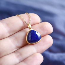 Load image into Gallery viewer, Silver Inlaid Natural Lapis Lazuli Pendant Necklace Vintage Style Unique Craft Women&#39;s Jewelry
