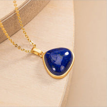 Load image into Gallery viewer, Silver Inlaid Natural Lapis Lazuli Pendant Necklace Vintage Style Unique Craft Women&#39;s Jewelry
