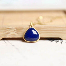 Load image into Gallery viewer, Silver Inlaid Natural Lapis Lazuli Pendant Necklace Vintage Style Unique Craft Women&#39;s Jewelry
