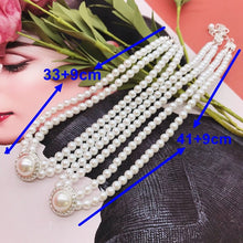 Load image into Gallery viewer, Handmade Double Strands Pearl Beaded Round Pendant Choker Necklace
