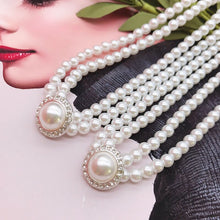 Load image into Gallery viewer, Handmade Double Strands Pearl Beaded Round Pendant Choker Necklace
