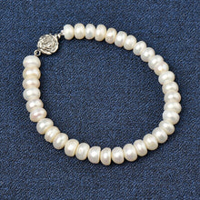 Load image into Gallery viewer, Handmade Natural  Freshwater pearl Beaded With Rose Charm Bracelet
