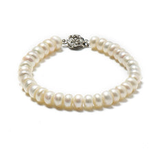 Load image into Gallery viewer, Handmade Natural  Freshwater pearl Beaded With Rose Charm Bracelet
