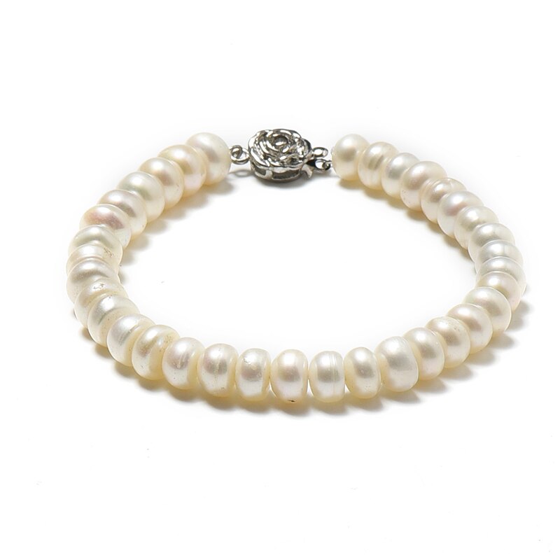 Handmade Natural  Freshwater pearl Beaded With Rose Charm Bracelet