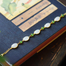 Load image into Gallery viewer, Lokaloca Inlaid Natural Fine White Jade Chalcedony Bracelet
