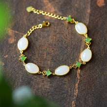 Load image into Gallery viewer, Lokaloca Inlaid Natural Fine White Jade Chalcedony Bracelet
