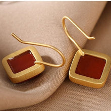 Load image into Gallery viewer, Natural Southern Red Agate Geometric Ear Hook Vintage Style Retro  Elegant Luxury Charm Women&#39;s Brand Jewelry
