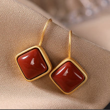 Load image into Gallery viewer, Natural Southern Red Agate Geometric Ear Hook Vintage Style Retro  Elegant Luxury Charm Women&#39;s Brand Jewelry
