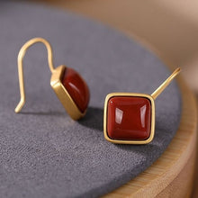 Load image into Gallery viewer, Natural Southern Red Agate Geometric Ear Hook Vintage Style Retro  Elegant Luxury Charm Women&#39;s Brand Jewelry
