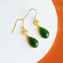 Load image into Gallery viewer, Lokaloca Original Natural Fine Jade Drop-shaped Earrings
