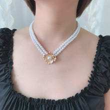 Load image into Gallery viewer, Handmade Pearl Beaded Flower Pendant Charm Necklace Choker
