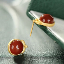 Load image into Gallery viewer, The Designer&#39;s Original Silver Inlaid Natural Southern Red Agate Cherry Earrings Exquisite Ladies Jewelry
