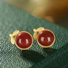 Load image into Gallery viewer, The Designer&#39;s Original Silver Inlaid Natural Southern Red Agate Cherry Earrings Exquisite Ladies Jewelry
