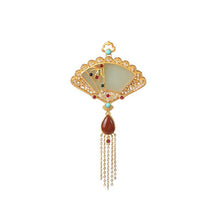 Load image into Gallery viewer, The Designer&#39;s Original Silver Inlaid Gilt Golden Fine White Jade Pendant Necklace
