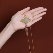 Load image into Gallery viewer, The Designer&#39;s Original Silver Inlaid Gilt Golden Fine White Jade Pendant Necklace
