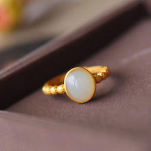 Load image into Gallery viewer, Lokaloca Silver Inlaid White Jade Opening Adjustable Ring
