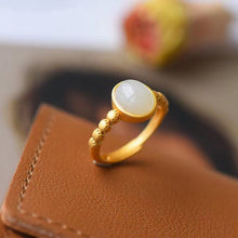 Load image into Gallery viewer, Lokaloca Silver Inlaid White Jade Opening Adjustable Ring
