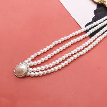 Load image into Gallery viewer, Handmade Double Strand Pearl Beaded Pendant Choker Necklace
