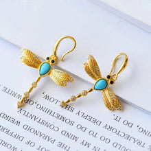 Load image into Gallery viewer, Turquoise Dragonfly Ear Hook Vintage Style Retro Design Unique Craft Charm Women&#39;s Christmas Halloween Gift
