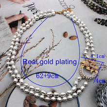 Load image into Gallery viewer, Handmade Gold-plating Double Strand Pearl Beaded Pendant Necklace
