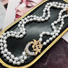 Load image into Gallery viewer, Handmade Gold-plating Double Strand Pearl Beaded Pendant Necklace
