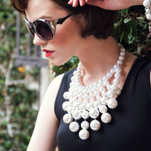 Load image into Gallery viewer, 2Pcs/Set Multilayer Luxury Big Size Pearl Beaded Statement Necklace Earrings Set
