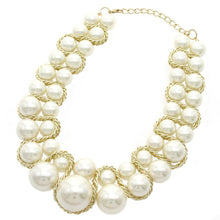 Load image into Gallery viewer, Handmade Double Strand Pearl Beaded Statement Choker Necklace
