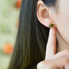 Load image into Gallery viewer, Lokaloca Natural Fine Jade Ginkgo Leaf Earrings
