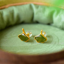 Load image into Gallery viewer, Lokaloca Natural Fine Jade Ginkgo Leaf Earrings
