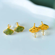 Load image into Gallery viewer, Lokaloca Natural Fine Jade Ginkgo Leaf Earrings
